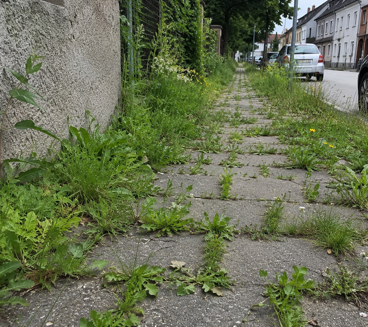 postřik chodníků za účelem potlačení plevelů