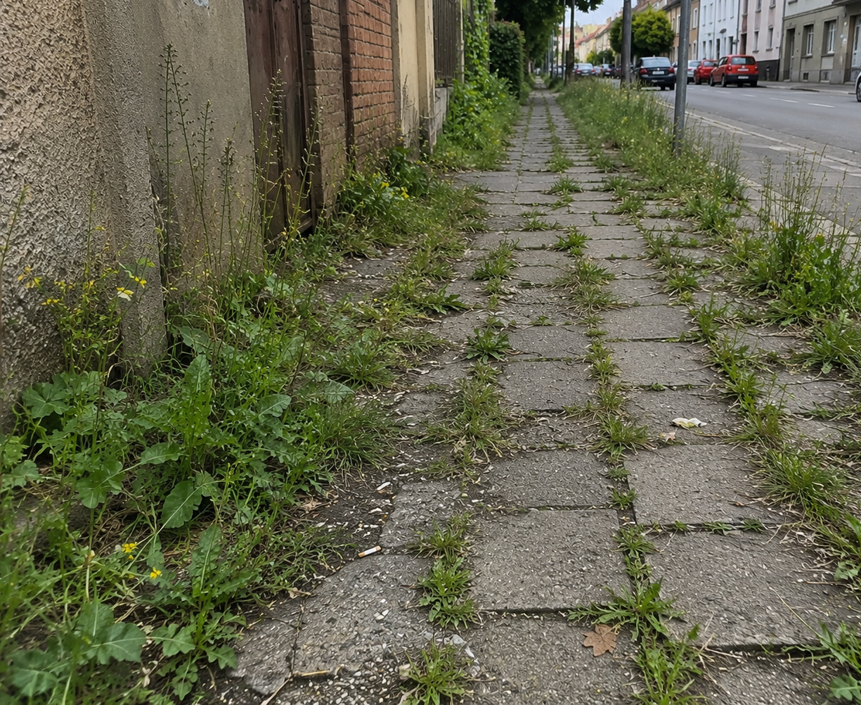 postřik chodníků za účelem potlačení plevelů
